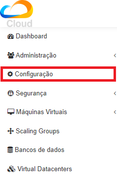 Menu Configurações