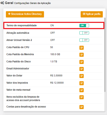 Configuração geral