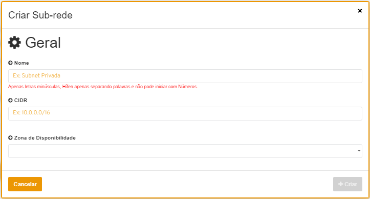 criar sub-rede