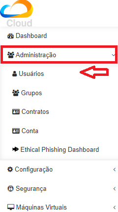 submenu de administração