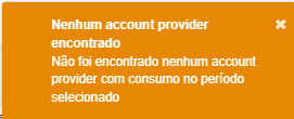 Alerta de Nenhum Account Provider encontrado