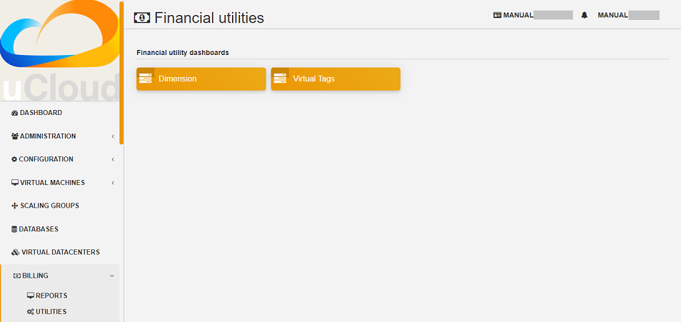 dimension billing menu