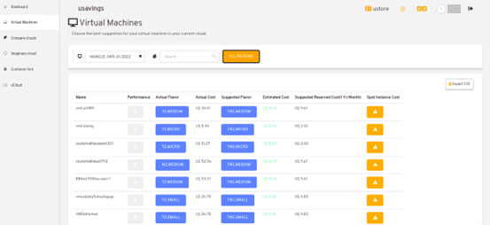 menu virtual machines