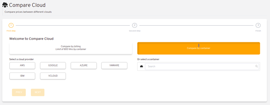 selecao do comparativo por container