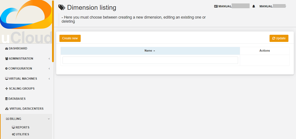 billing dimension empty listing