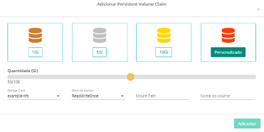 Adicionar persistentvolume claim