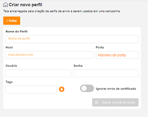 modal criação perfil