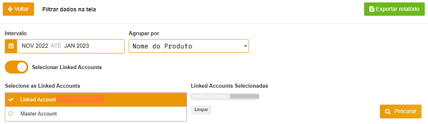 Linked account selecionada