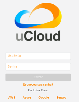 Tela de Login da plataforma uCloud