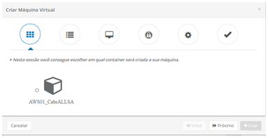 Wizard para criar Maquina Virtual