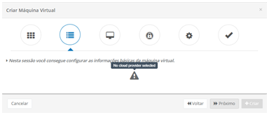 Wizard para criar Maquina Virtual