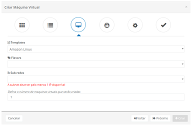 Wizard para criar Maquina Virtual