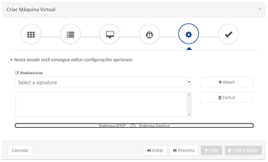 Wizard para criar Maquina Virtual